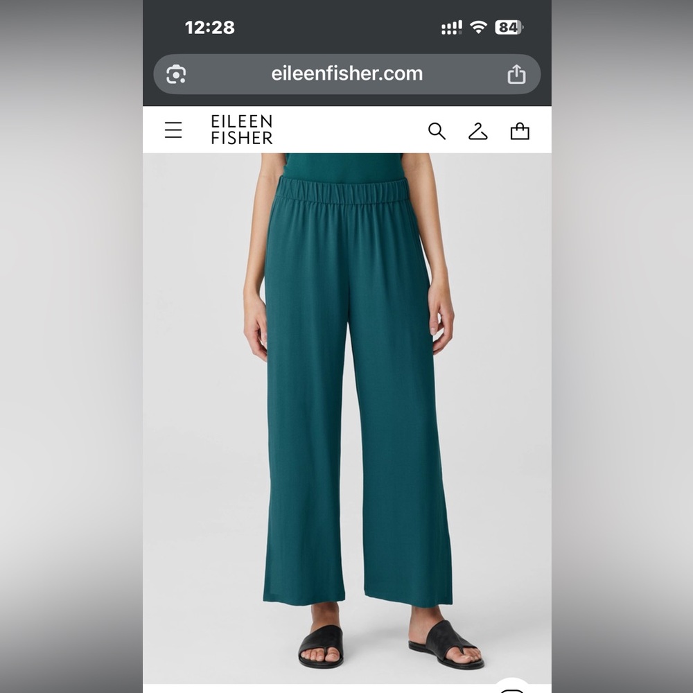 Eileen Fisher Silk Georgette Crepe Pant with Slits
